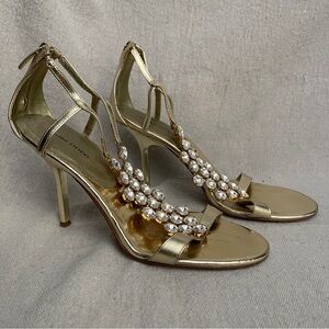 ✨ Valerie Stevens “Deco” Gold Rhinestone Mosaic-Style Heels | Size 7 1/2M ✨